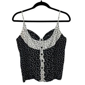Y2k Sele Floral Print Tank Top Smocked Sides